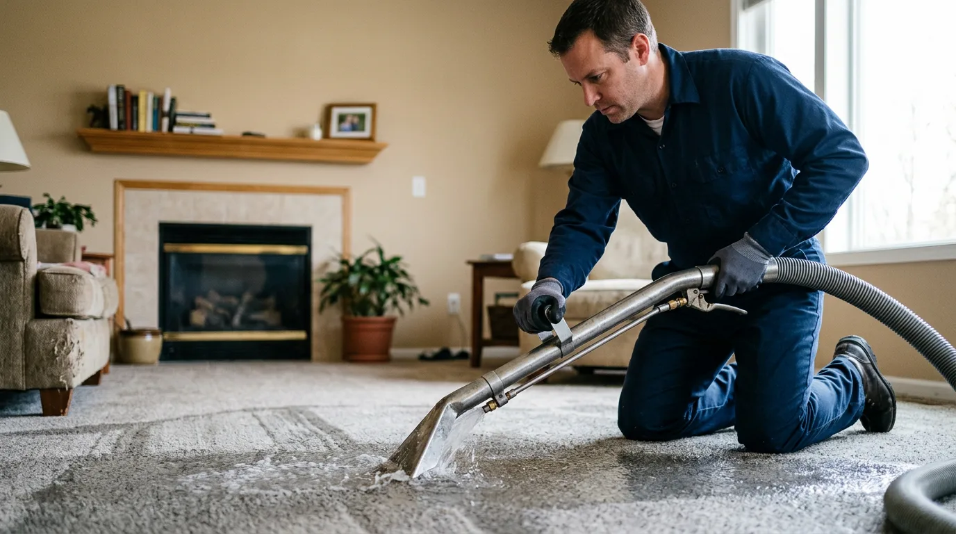 Water damage restoration technician working near Bridgeport, NJ